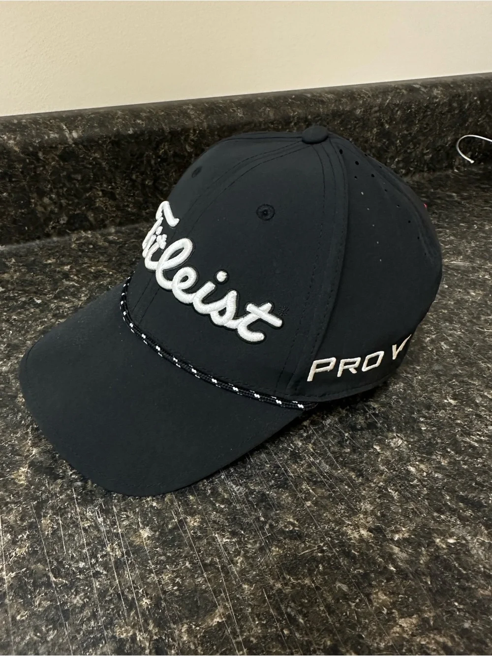 Titleist Black Hat with White Script Logo